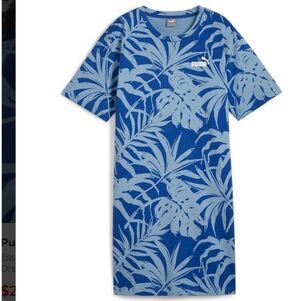 PumaWomens Essentials+ Palm Resort Graphic Short Sleeve T-Shirt Dress, Sz SM